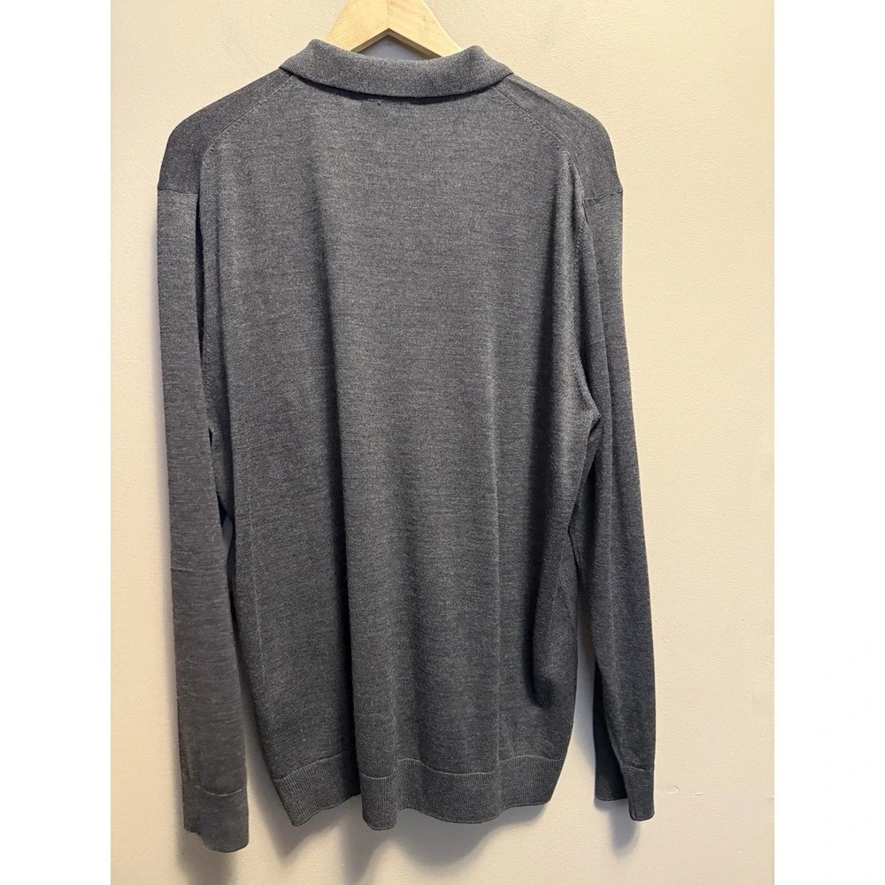GARNET Men's Merino Wool 1/4-Zip Pullover Charcoal Gray Sweater Size XXL NWT